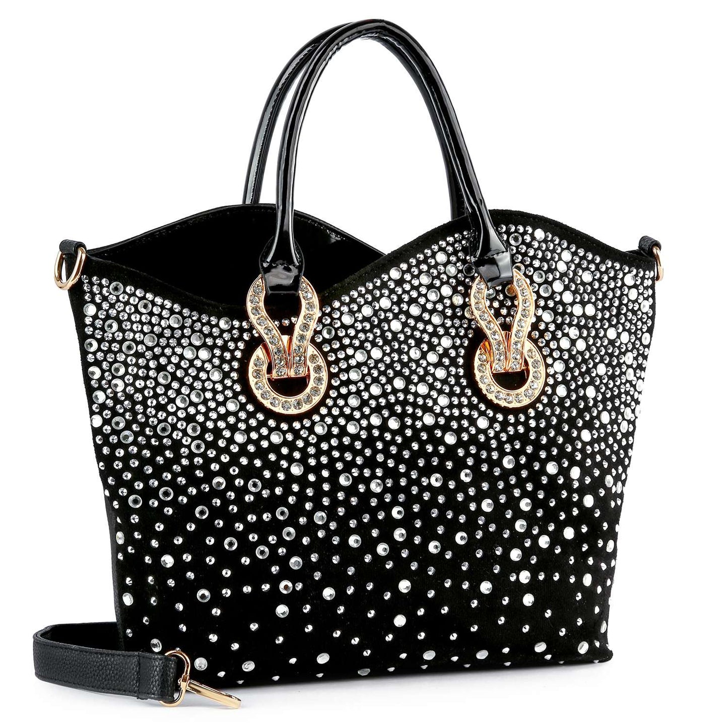 Rhinestone Ombre Design Elegant Tote: Red