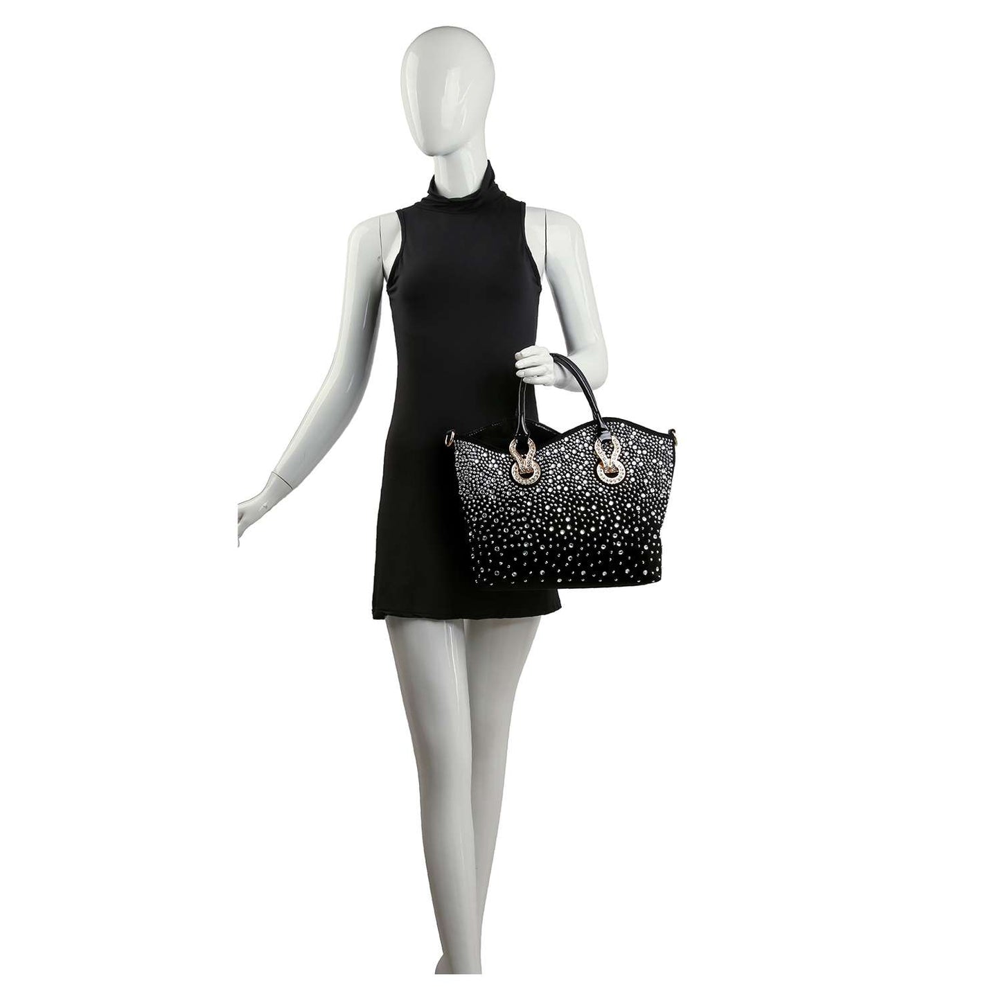 Rhinestone Ombre Design Elegant Tote: Red