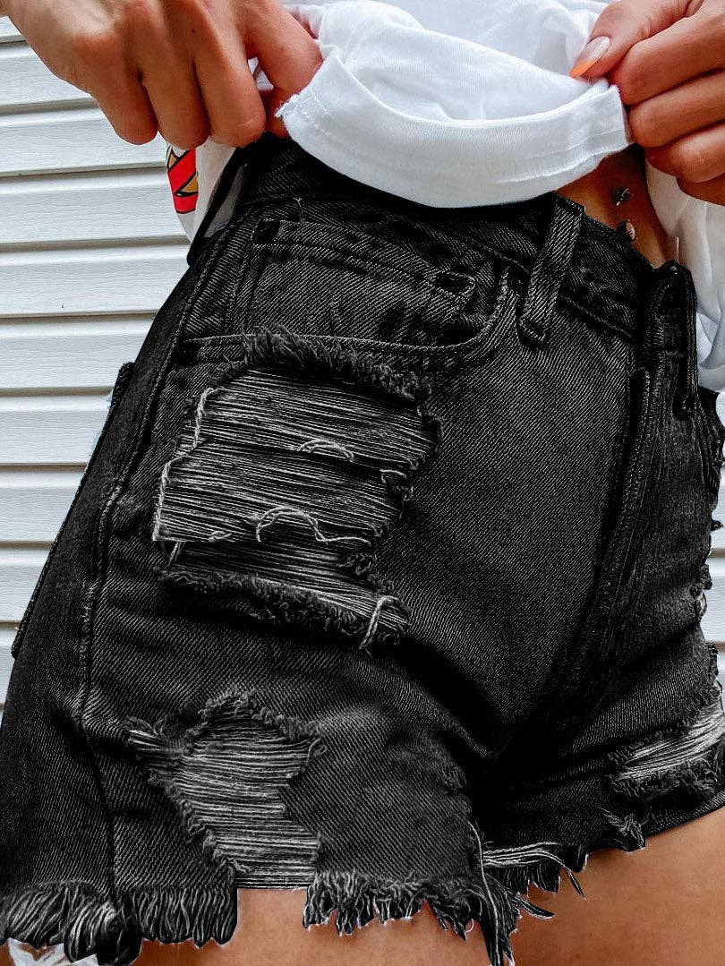 Tourtiwi - Bite Finger Printed Ripped Jeans: Blue / L