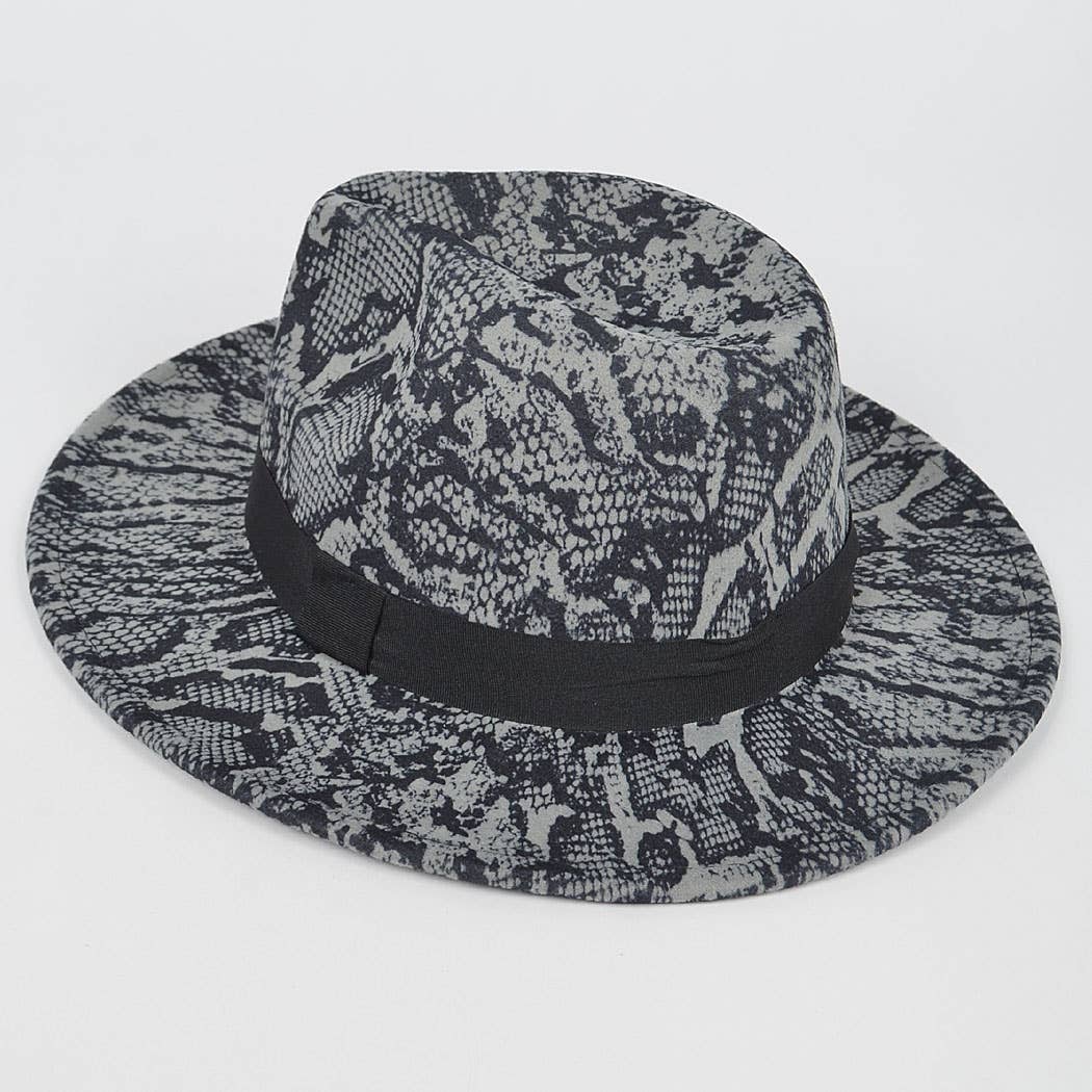 Snake Print Fedora Hat: Black Bodi Language for Women