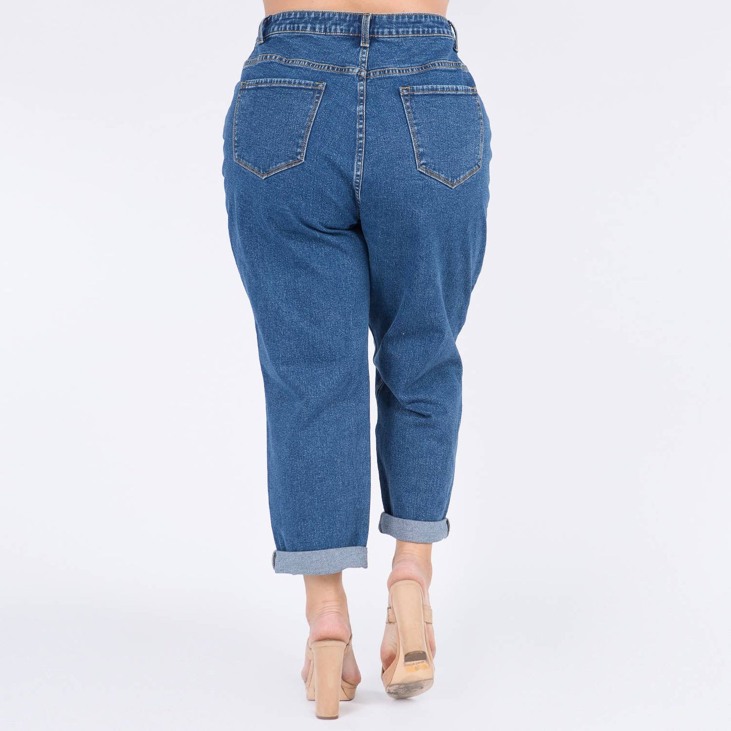 PLUS SIZE HIGH WAIST CUT OUT STRAIGHT JEANS