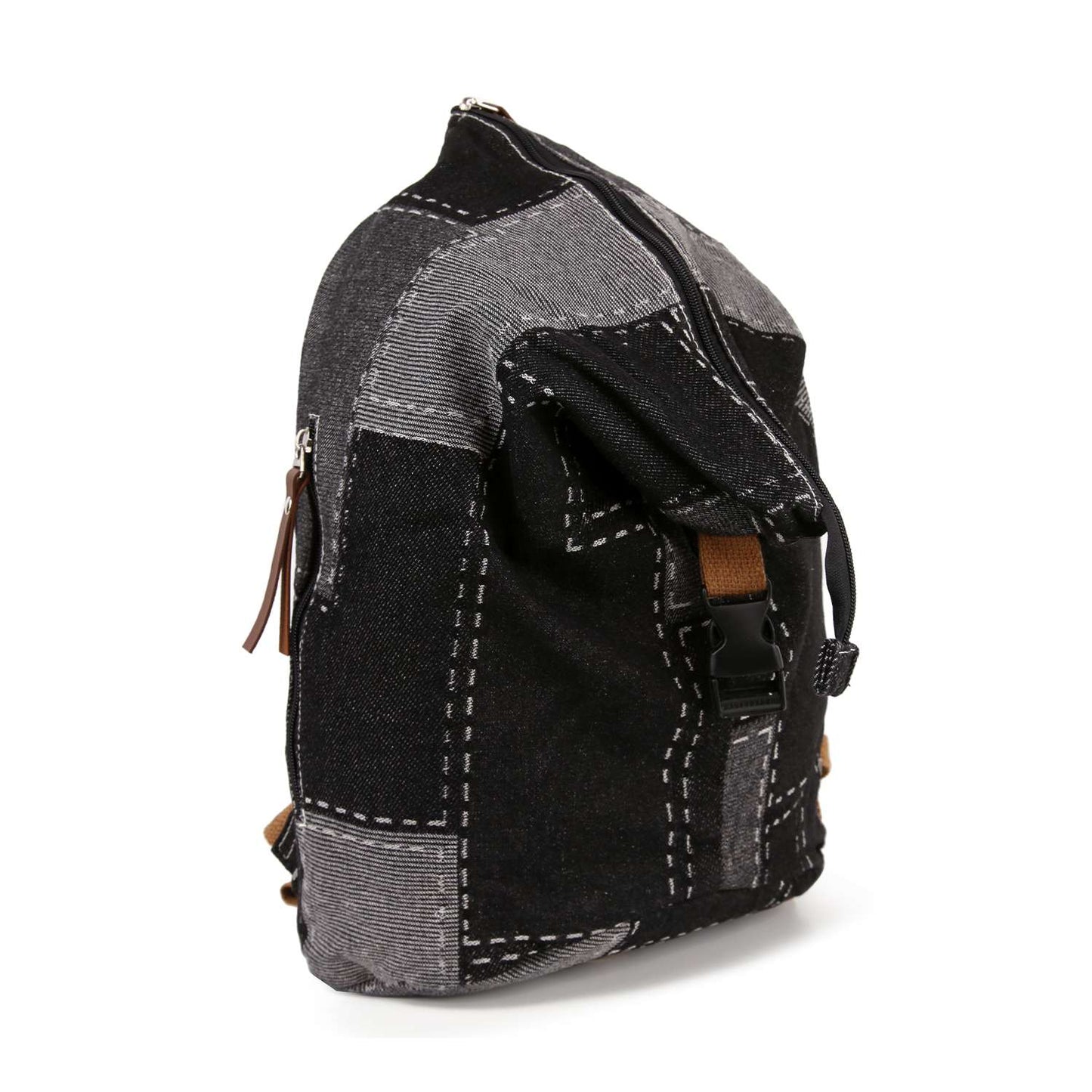 Patchwork Denim Fashion Backpack: Blue