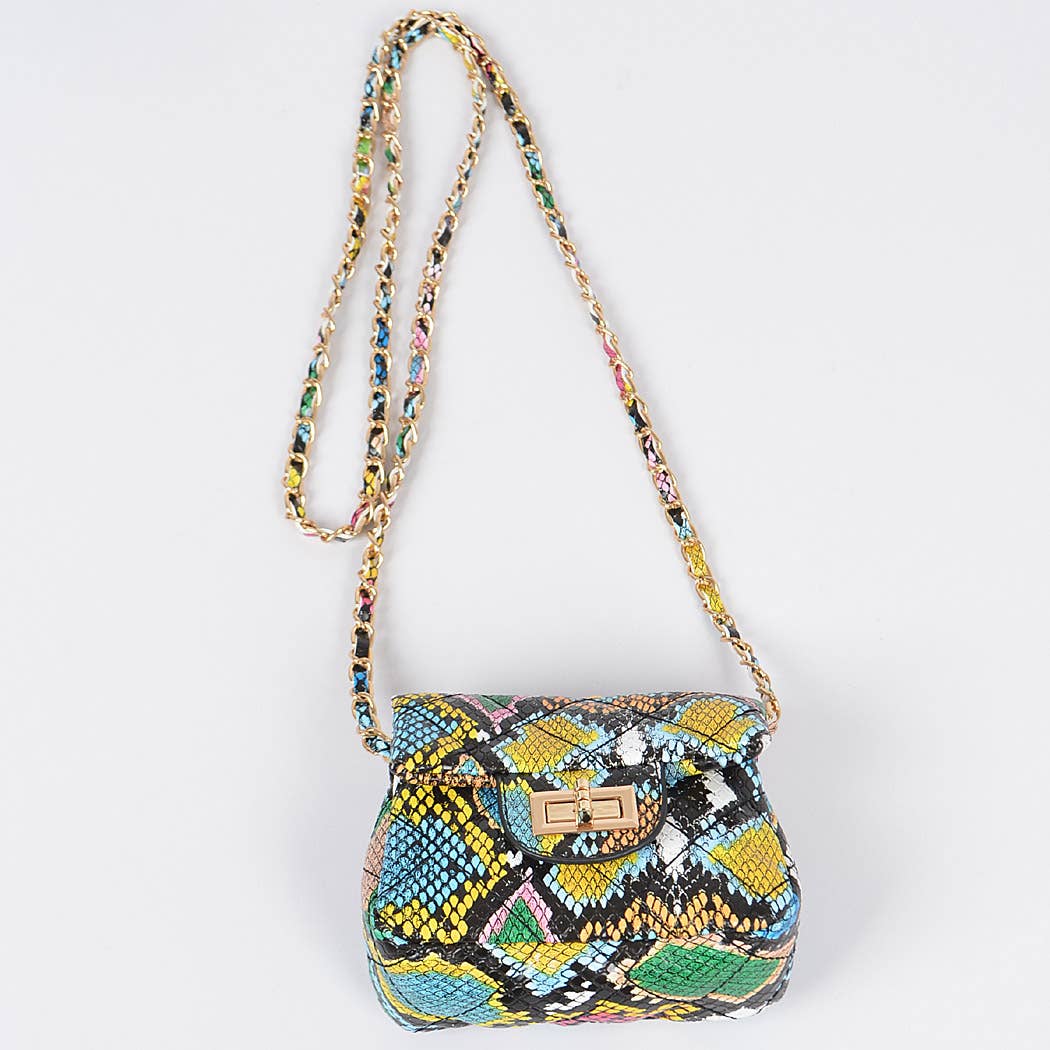 Multi Snake Quilted Mini Bag: Multicolor