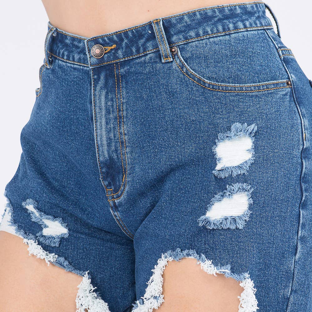 PLUS SIZE HIGH WAIST CUT OUT STRAIGHT JEANS