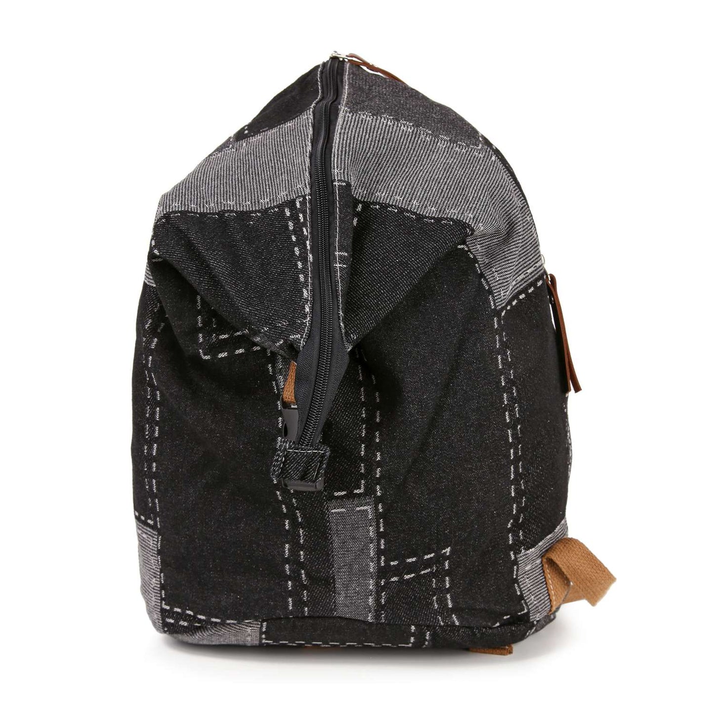 Patchwork Denim Fashion Backpack: Black