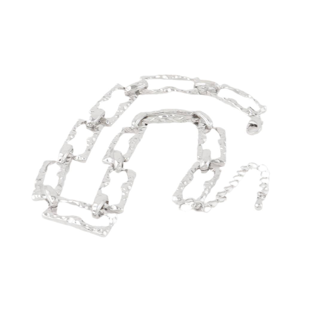 Hammered Link Chain Necklace: Silver