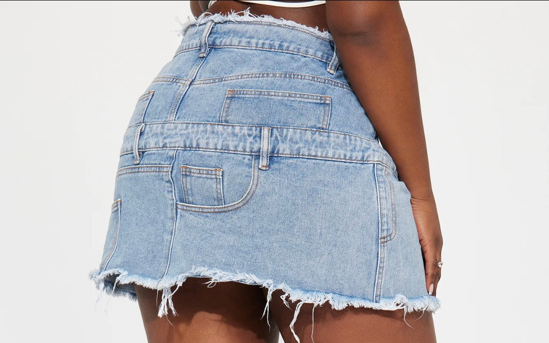 Denim Mini Skirt-Plus