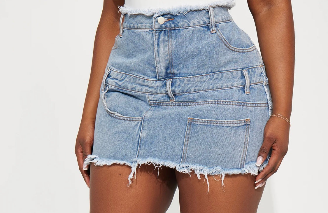 Denim Mini Skirt-Plus