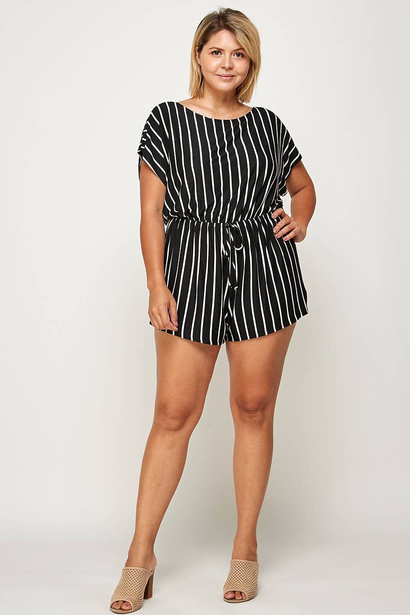 Plus Size Striped Romper - Bodi Language for Women