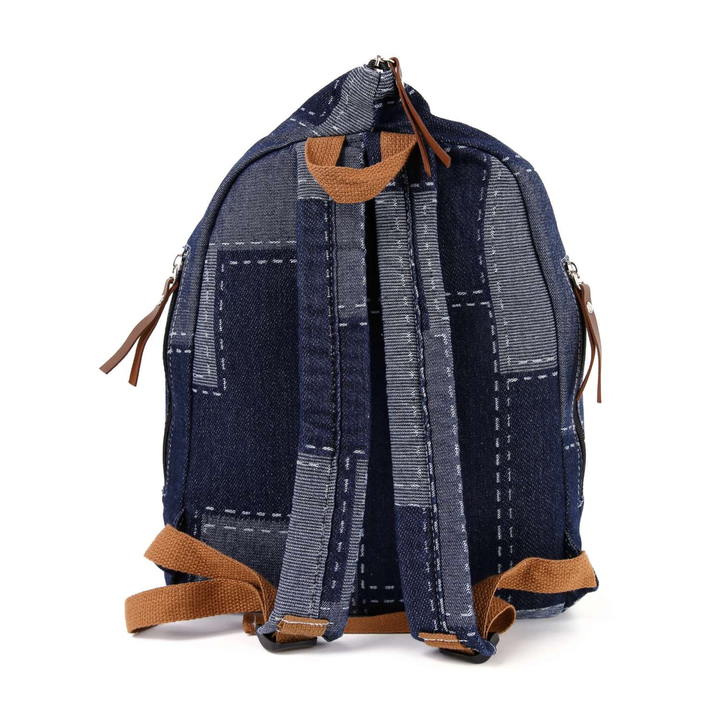 Patchwork Denim Fashion Backpack: Black