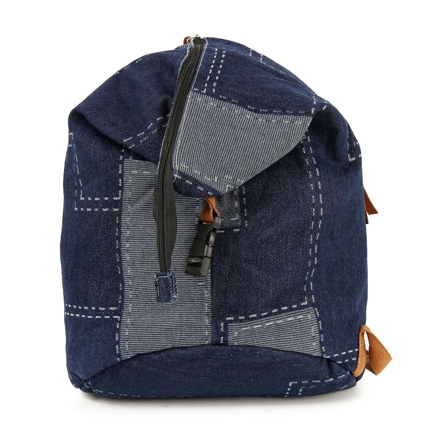 Patchwork Denim Fashion Backpack: Blue