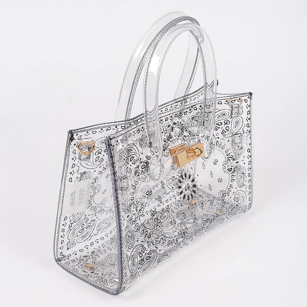Bandana Print Transparent Bag: Clear