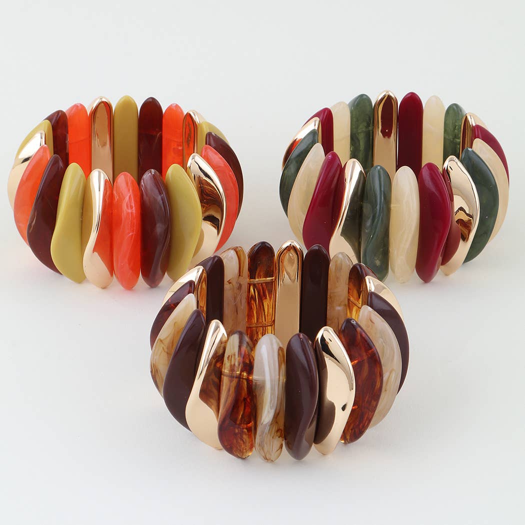 Multi Wide Stone Beaded Bracelet