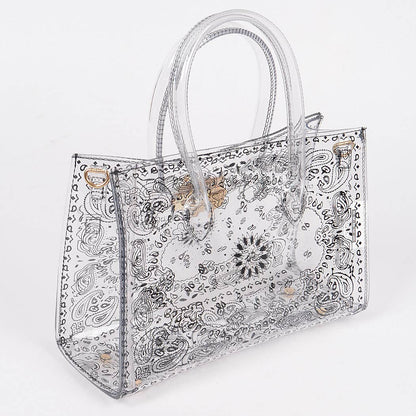 Bandana Print Transparent Bag: Clear