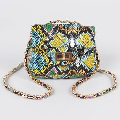 Multi Snake Quilted Mini Bag: Multicolor