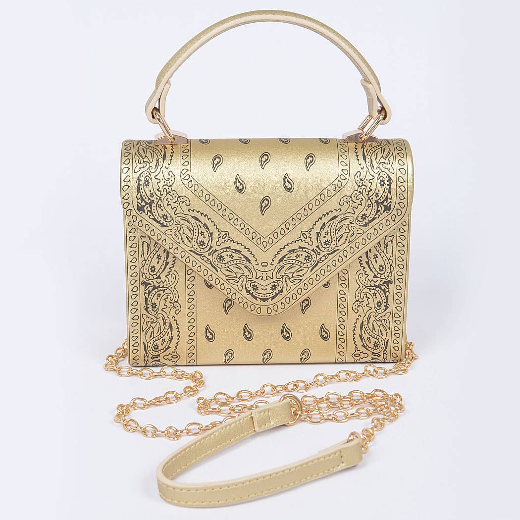 Bandana Print Handle Cross Body Bag: Gold Bodi Language for Women