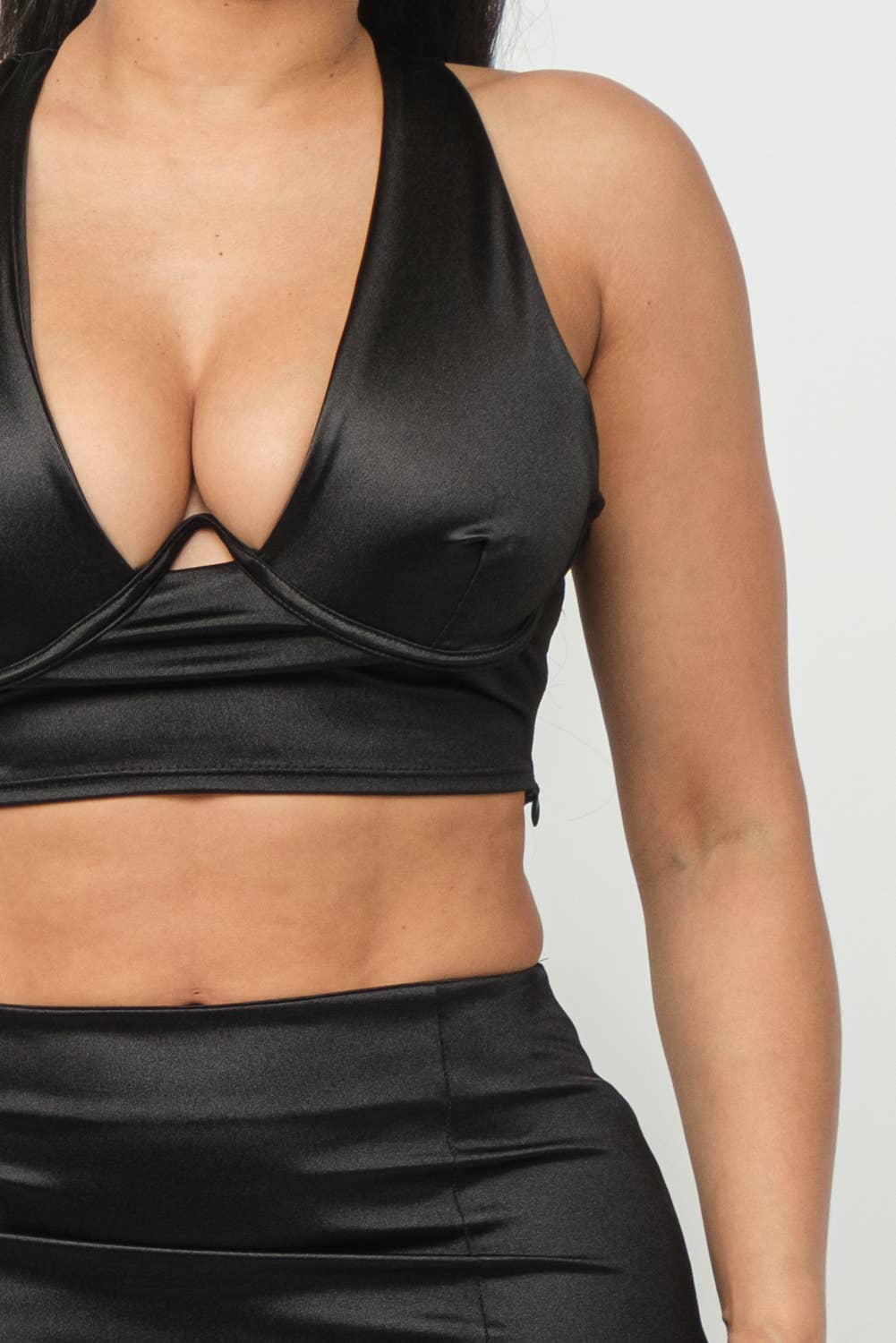 Open Front Wire Detail Top And Skirt Set: Fuchsia