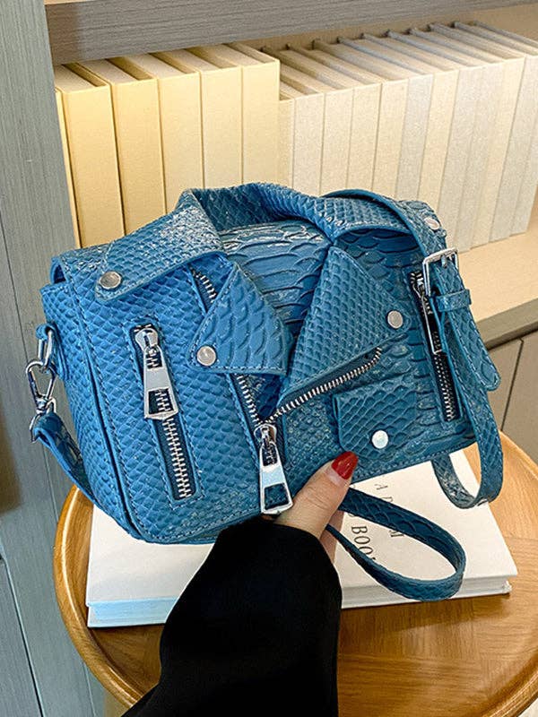 Asymmetric Chain Zipper Crossbody Bag- BLUE Bodi Language for Women