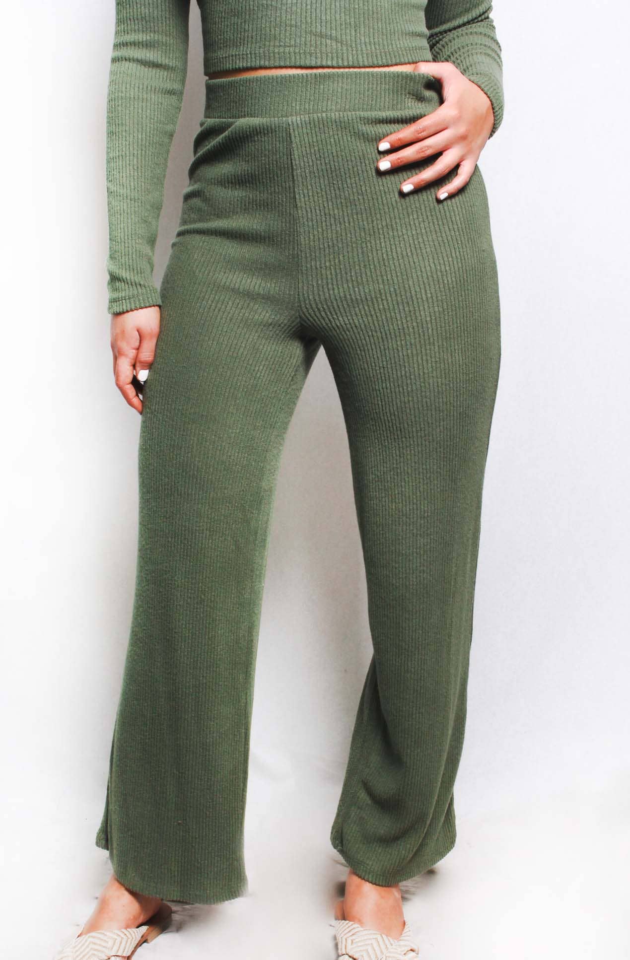 Women's Plus Long Sleeves Tie Back Rib Loungewear Set