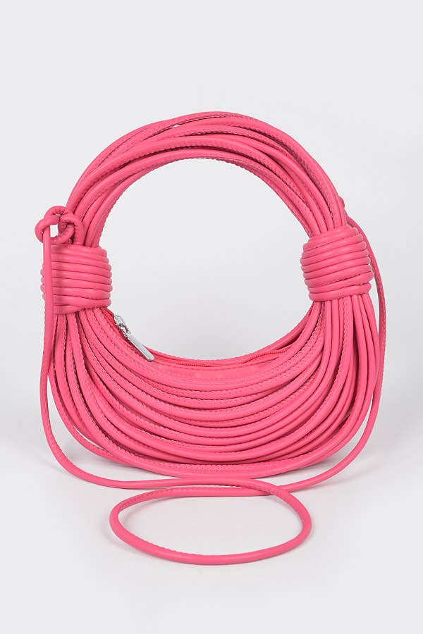 Faux Leather Rope Hobo Bag: Fuchsia