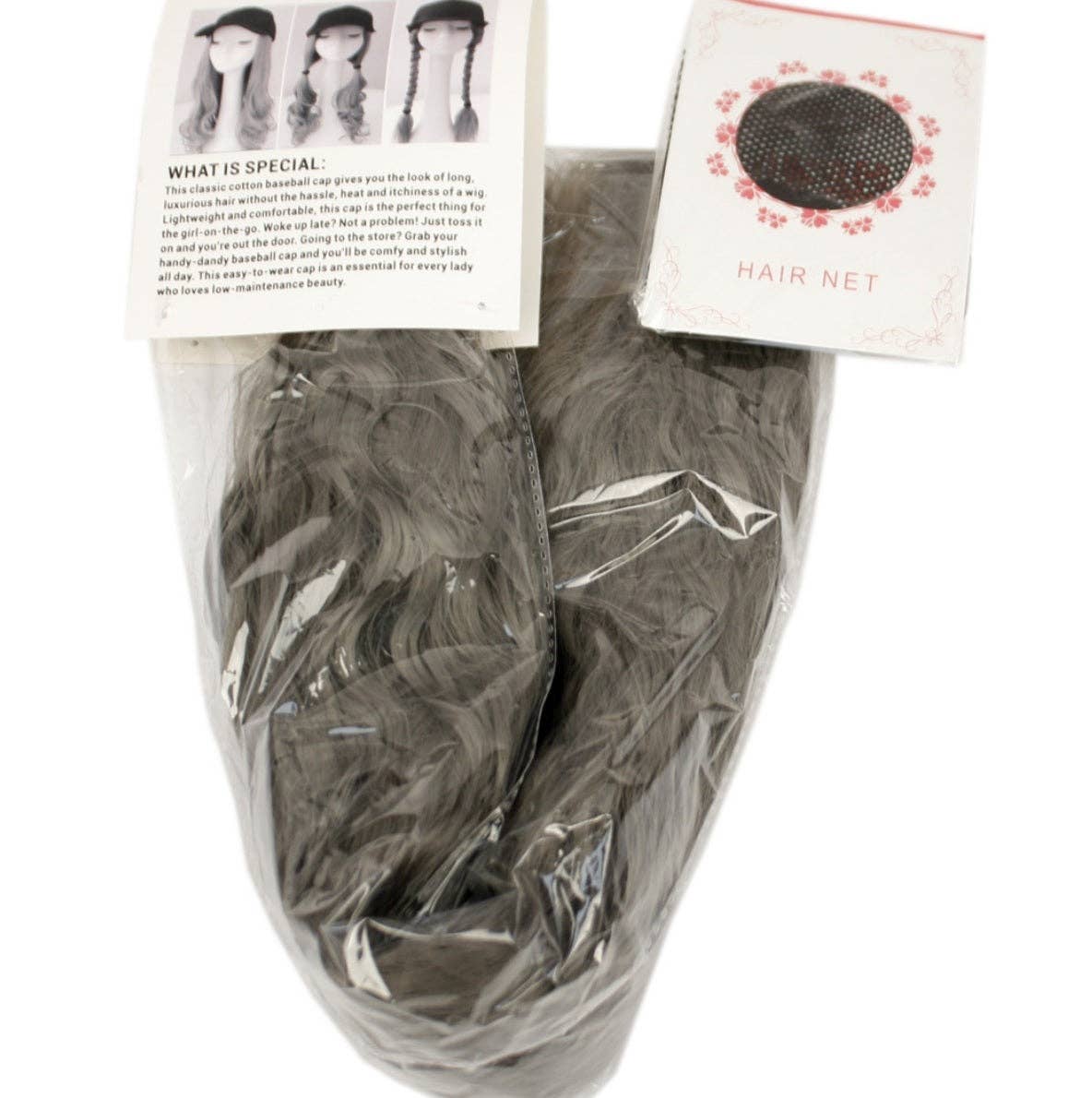 BASEBALL WIG CAP: Black/Black Hair