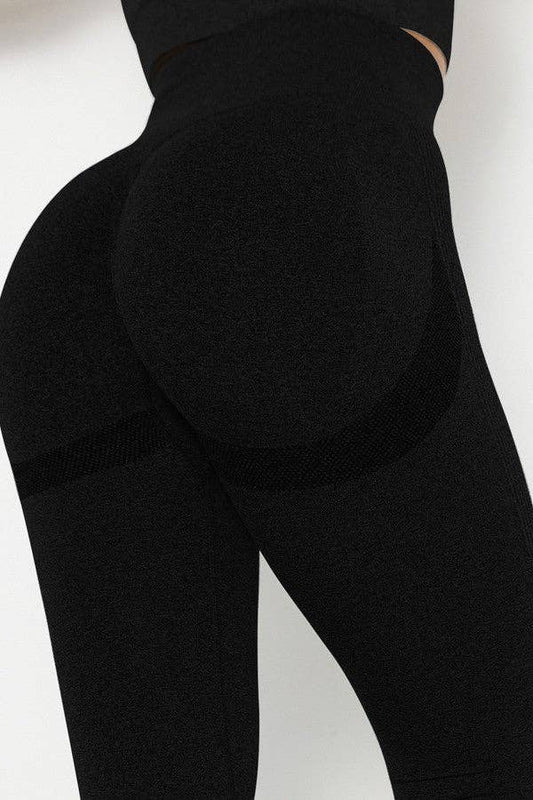 Seamless High-Waisted Contouring Legging-BLACK Bodi Language for Women