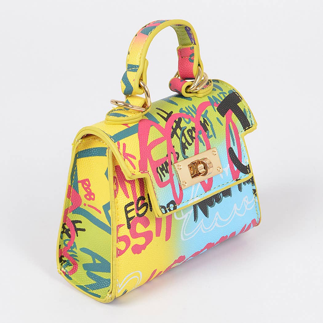 Multi Graffiti Mini Handle Bag: Multicolor Bodi Language for Women