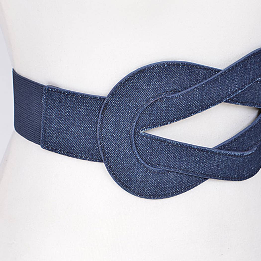 Knot Design Denim Belt: Dark Blue