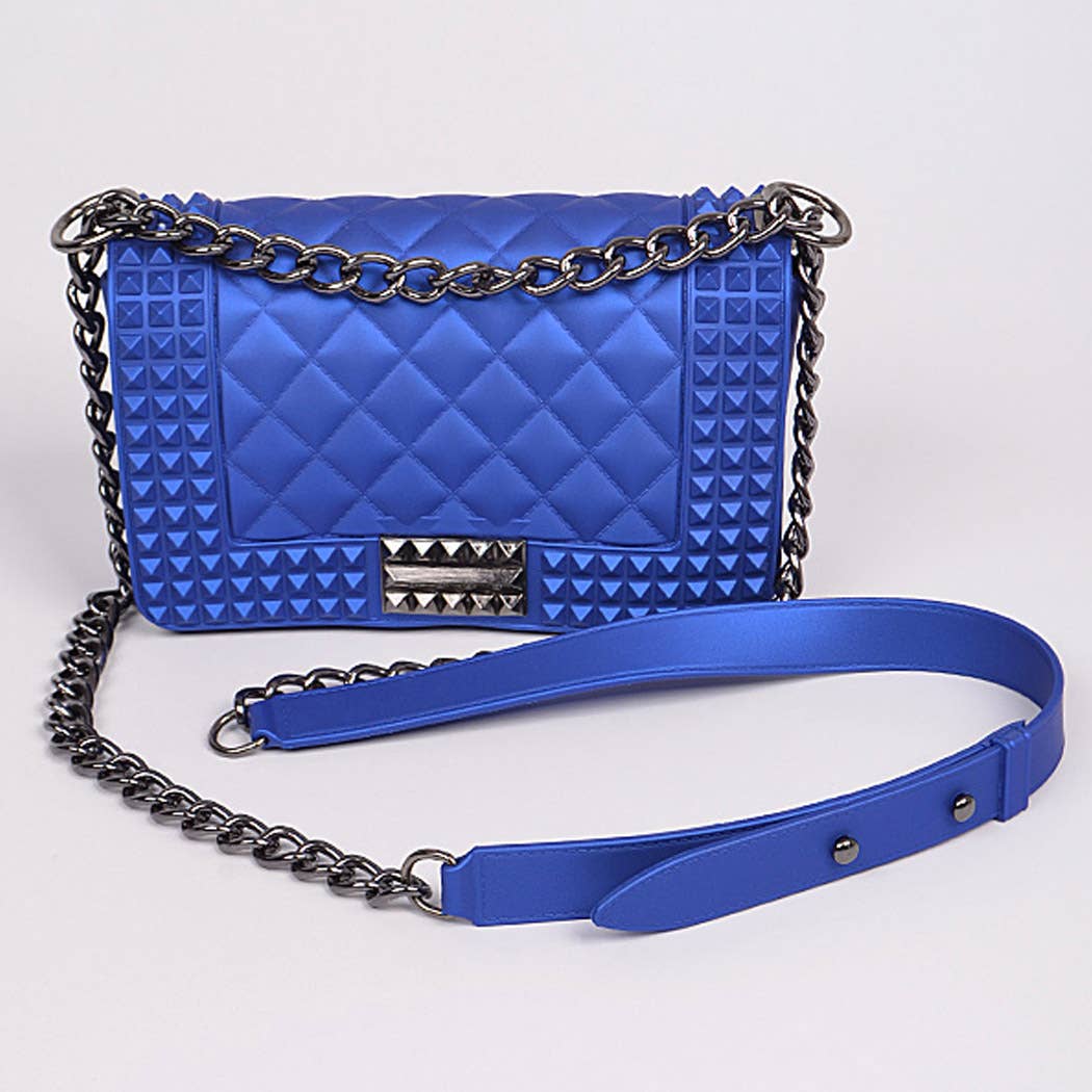 Studded Monotone Clutch: Cobalt