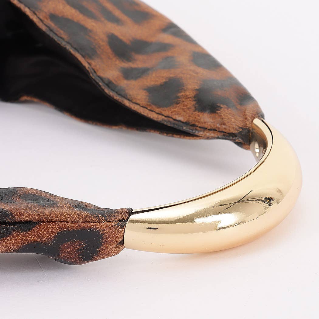 Leopard Print Faux Leather Hobo Bag
