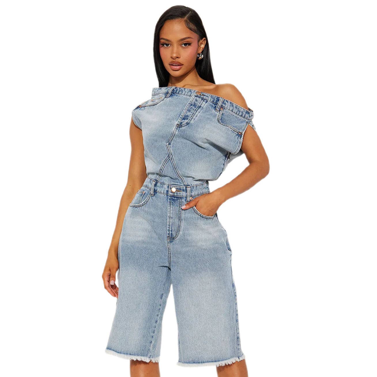 FASHION DENIM ROMPER