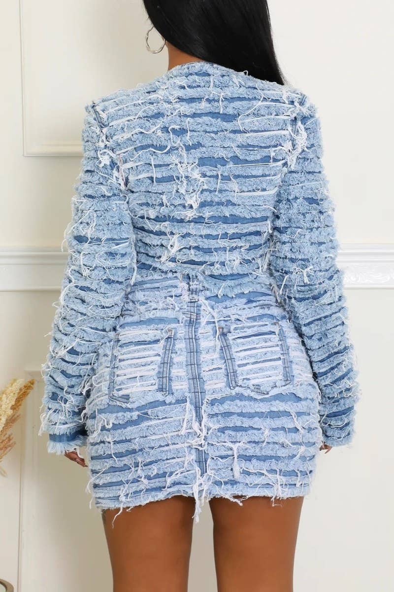 High Rise Double Layered Destroyed Skirt