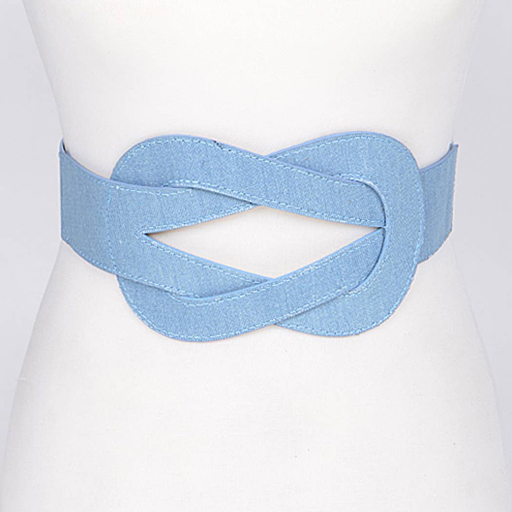 Knot Design Denim Belt: Light Blue