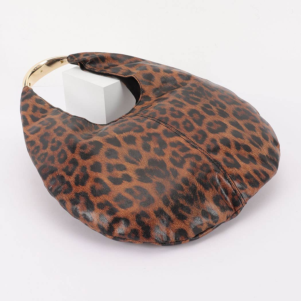 Leopard Print Faux Leather Hobo Bag