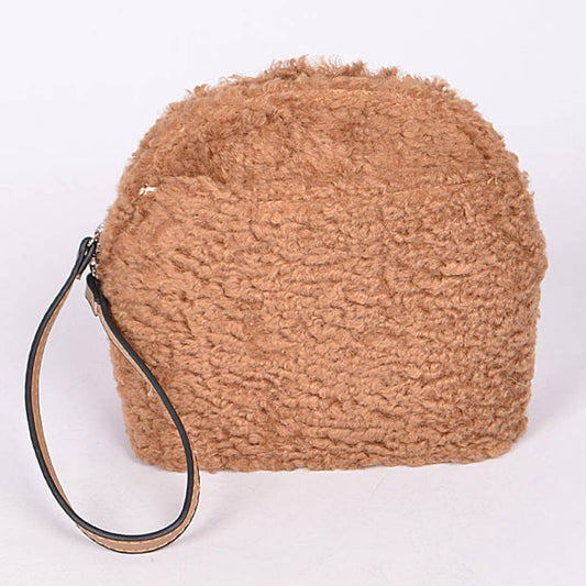 Faux Fur Handbag: Khaki