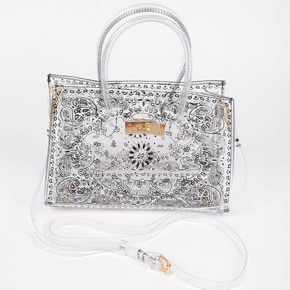 Bandana Print Transparent Bag: Clear
