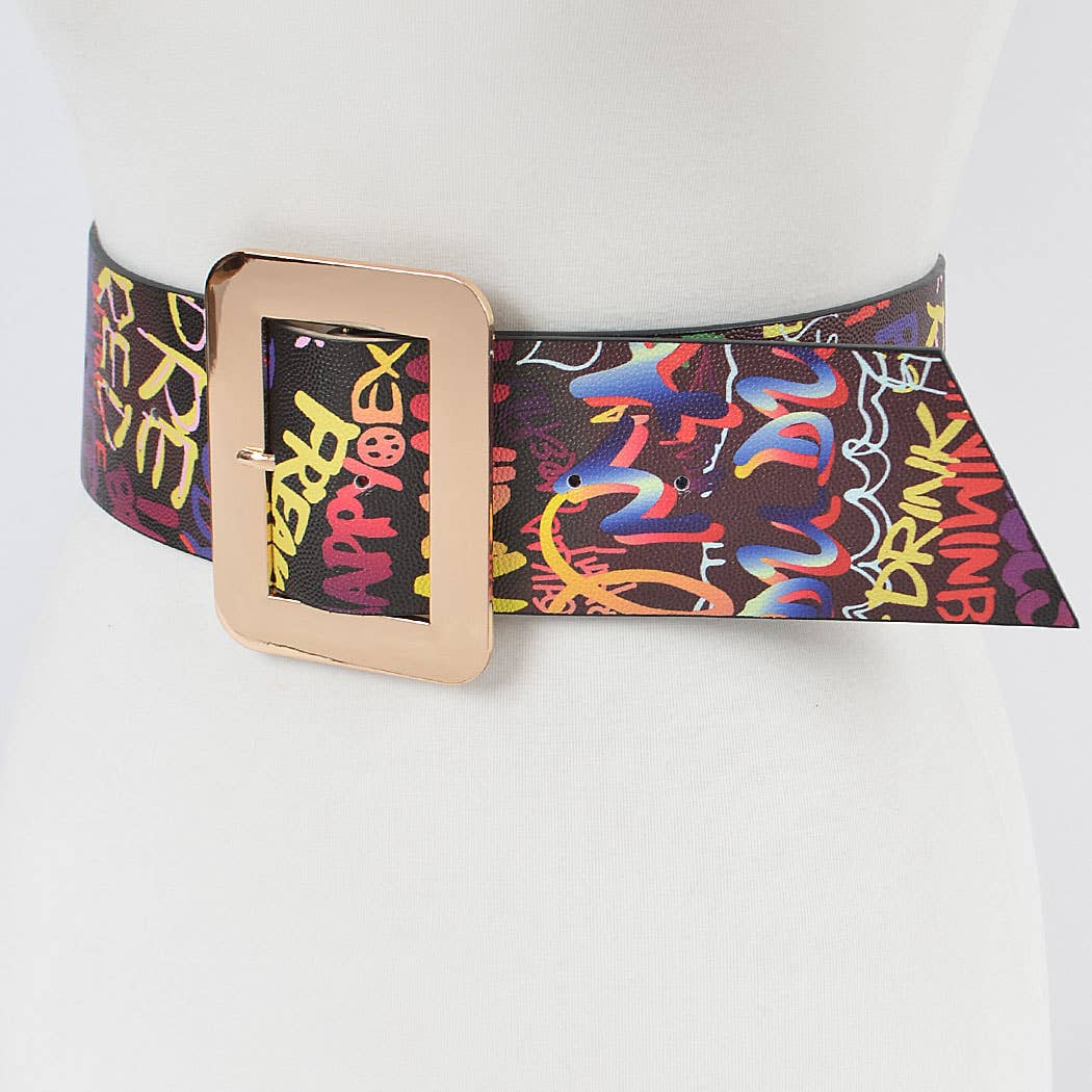 Graffiti Waist Belt: Black