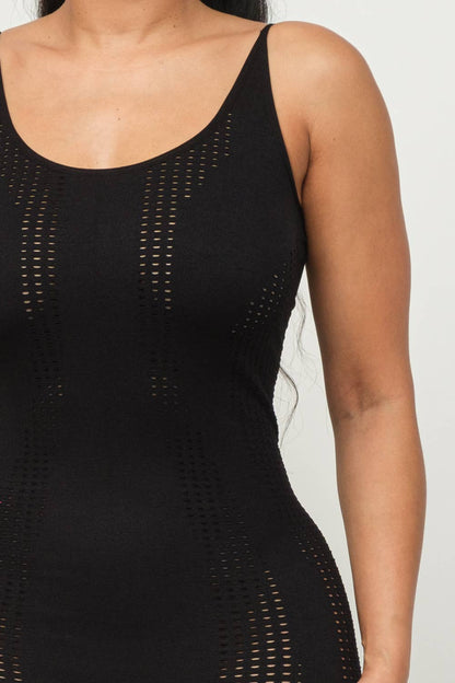 Black Seamless Back Spaghetti Strap Distressed Jumpsuit - Bodi Language for Women