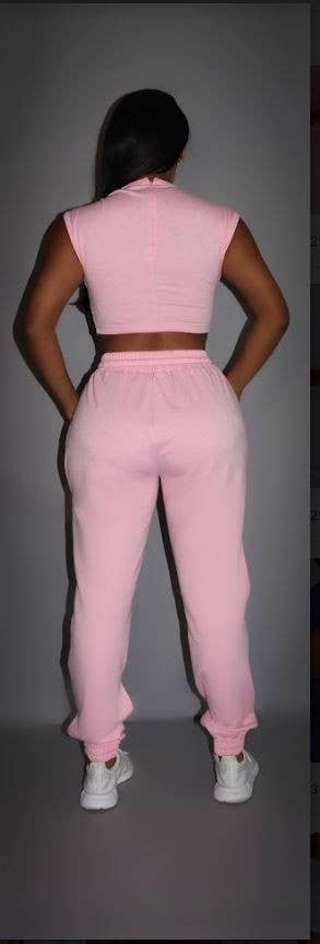 Cut-Out Sweatsuit-Pink - Bodi Language for Women