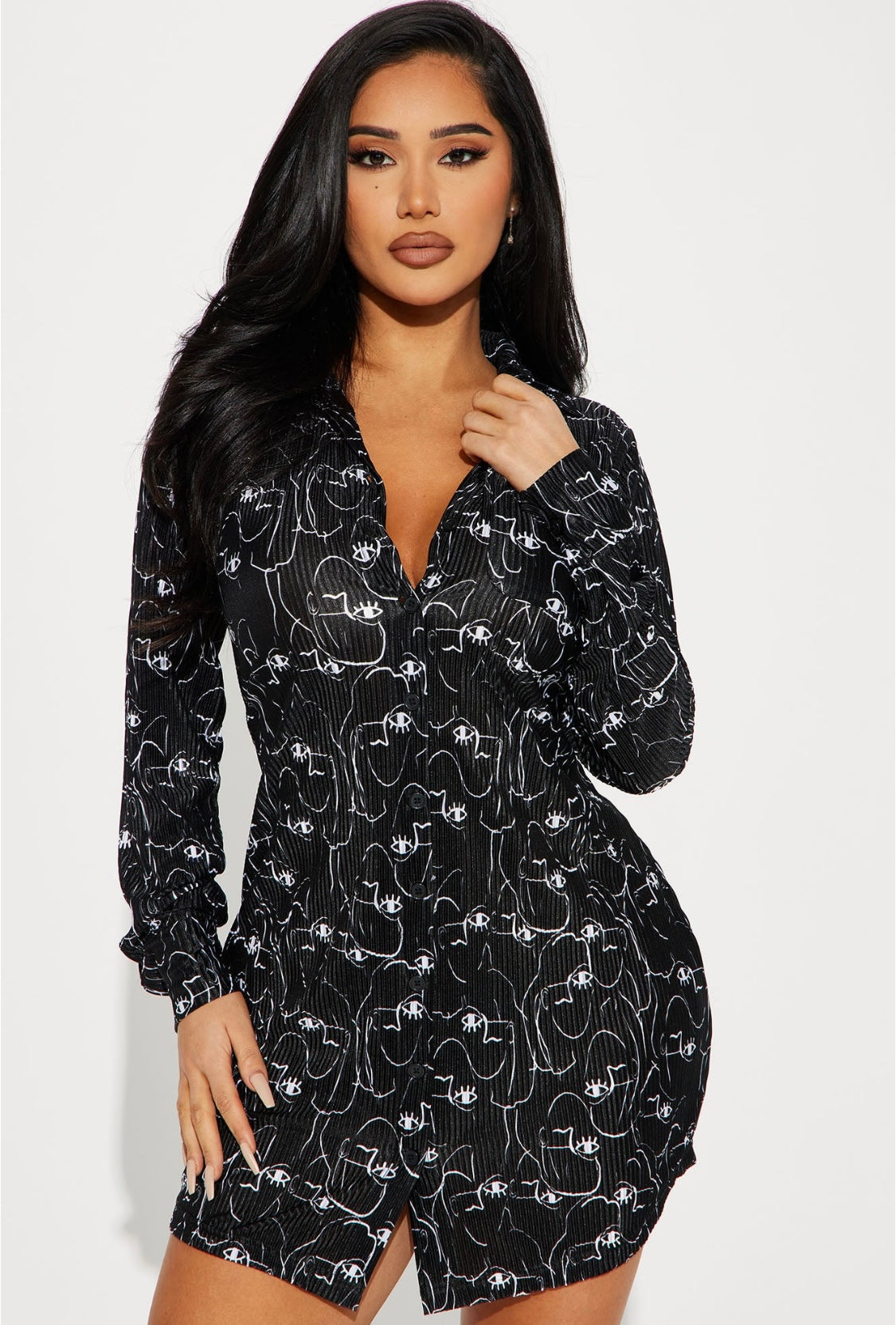 Button Front Shirt Dress- Plus Bodi Language for Women