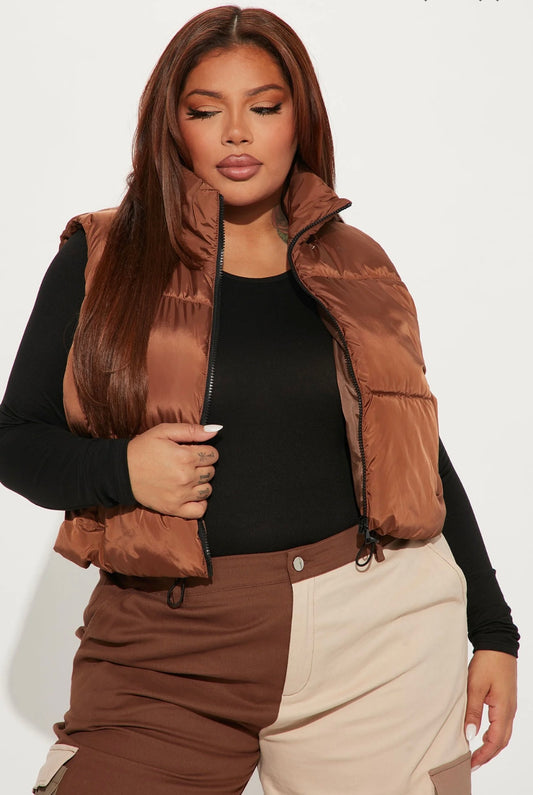 Statement Puffer Vest- Mocha Bodi Language for Women