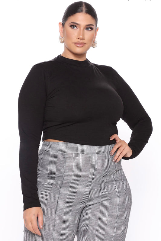 LS Mock Neck Crop Top-Plus Bodi Language for Women