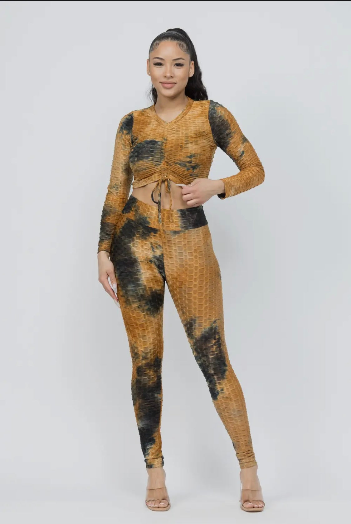 Honeycomb Tie Top And Legging Set