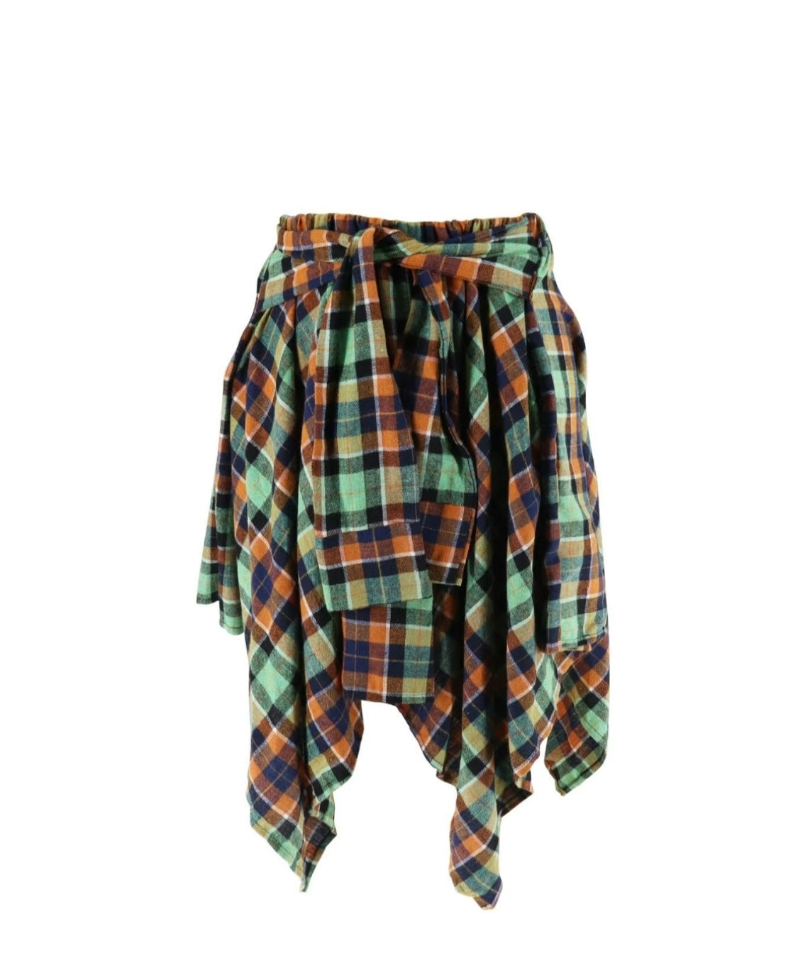 Plaid Asymmetrical Skirt- Green Multi Bodi Language for Women