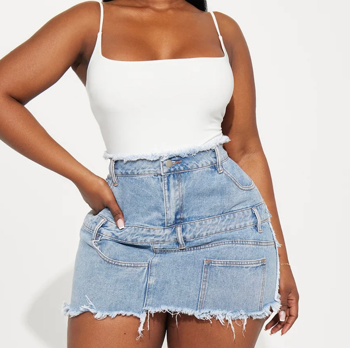 Denim Mini Skirt-Plus