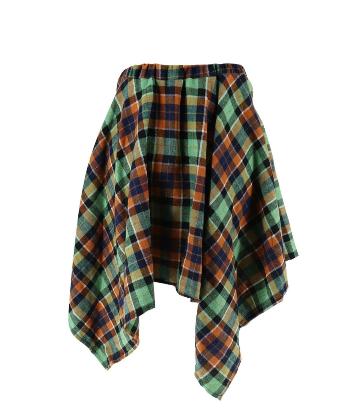 Plaid Asymmetrical Skirt- Green Multi Bodi Language for Women