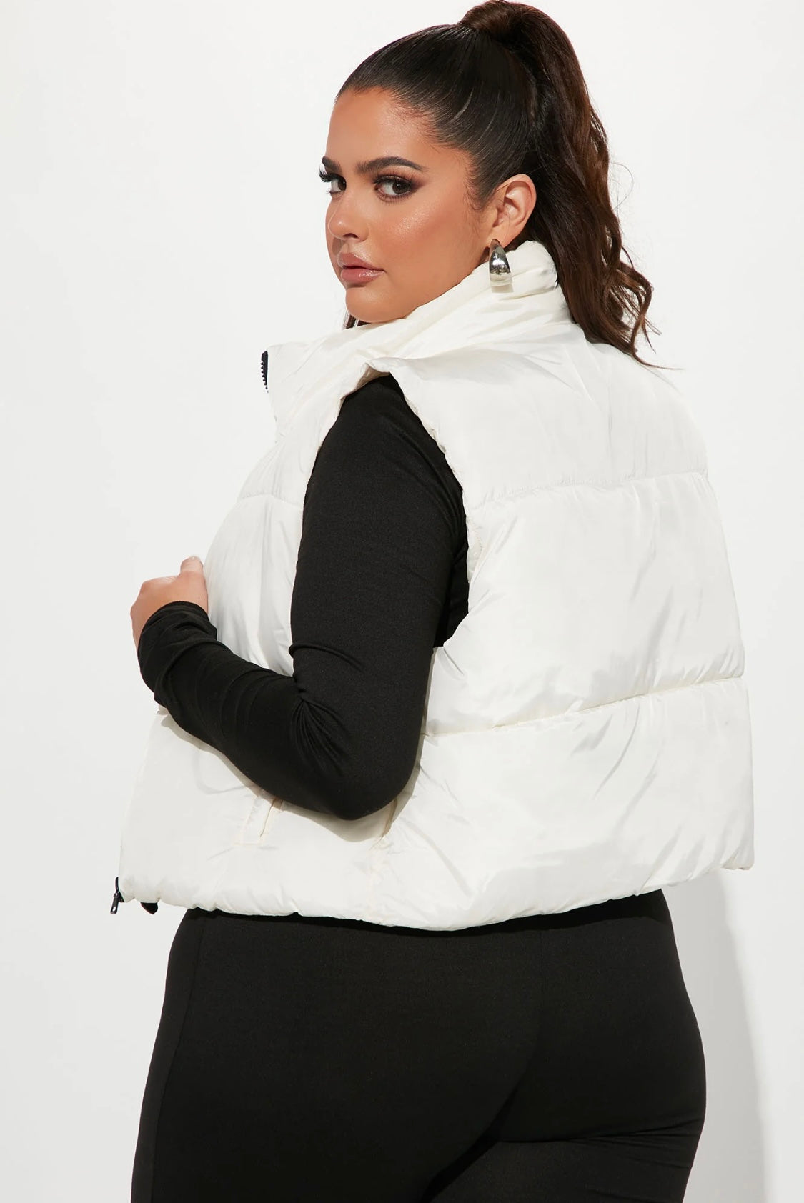 Statement Puffer Vest- Ivory Bodi Language for Women