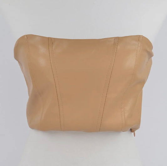 Faux Leather Stretch Tube Top-Nude-OS