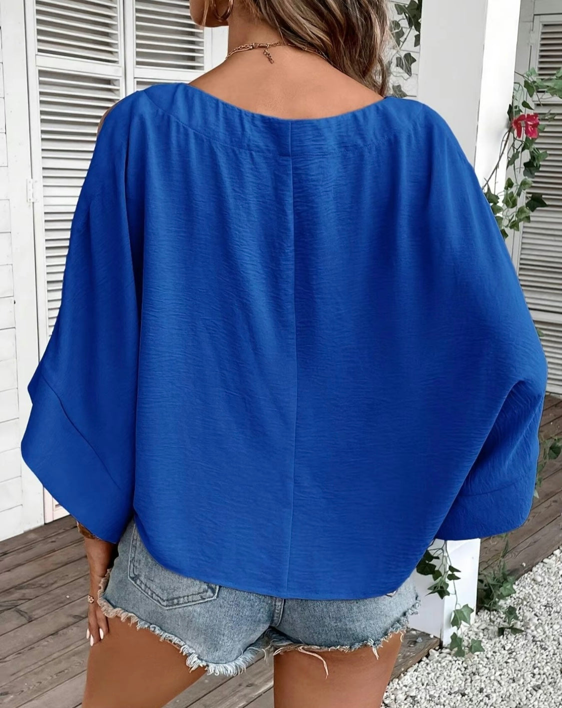 Fashionable Batwing Top-Royal Blue Bodi Language for Women