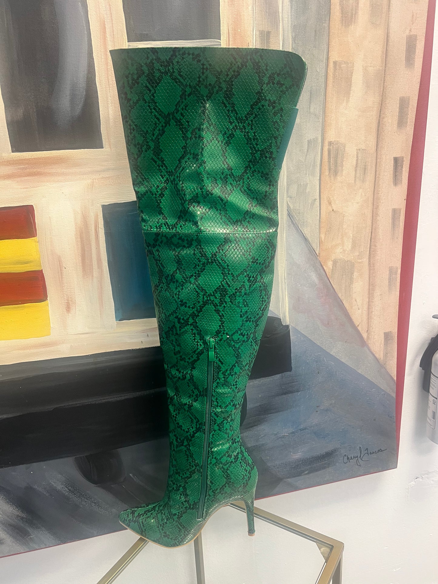 Green Animal Knee Boot